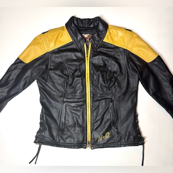 Harley Davidson Women’s Leather Jacket  ELECTRA Perforated w Laces Size- Medium - Picture 2 of 11